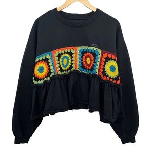 Urban Outfitters Granny Squares Crochet Babydoll Top Women's Medium